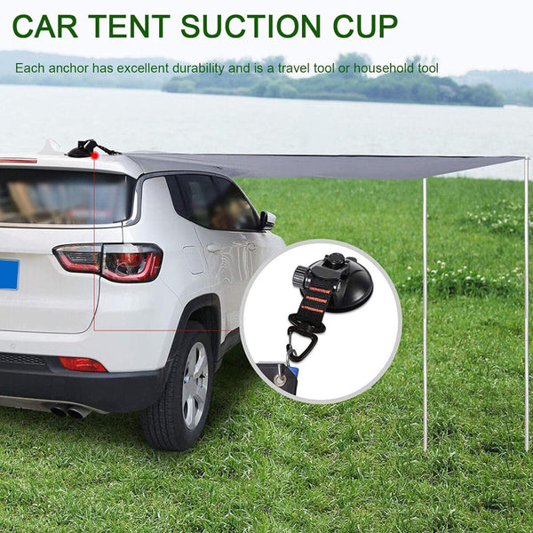 Suction Cup Anchor Securing Hook Tie Down Camping Tarp as Car Side Awning
