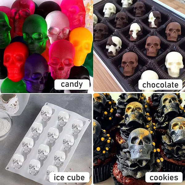 40 Cavity Skull Gummy Jelly Candy Silicone Mould Cake IceTray Halloween Molds AU