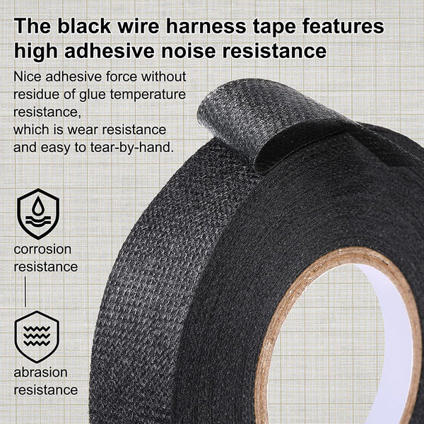 1PC 9mmx 15M Adhesive Cloth Fabric Tape Cable Loom Wiring Harness For Car Auto