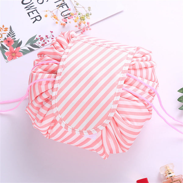 Large Capacity Travel Cosmetic Bag Makeup Brushes Slots Dividers Organizer Pouch
