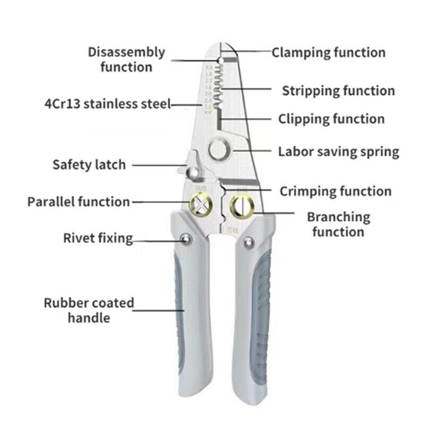 Wire Stripper Pliers Multifunctional Electric Cable Stripper Crimper Cutter AUS