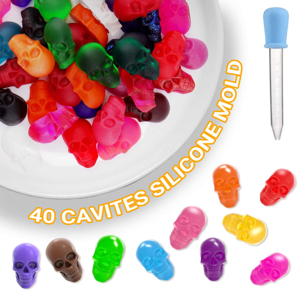 40 Cavity Skull Gummy Jelly Candy Silicone Mould Cake IceTray Halloween Molds AU