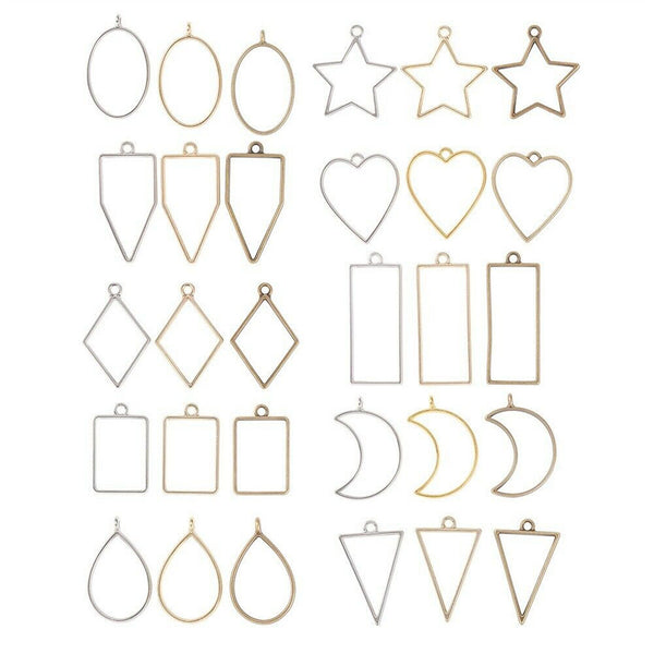 30-300X/set Open Bezel Pendants Charm Resin Molds for Jewelry Findings DIY Frame