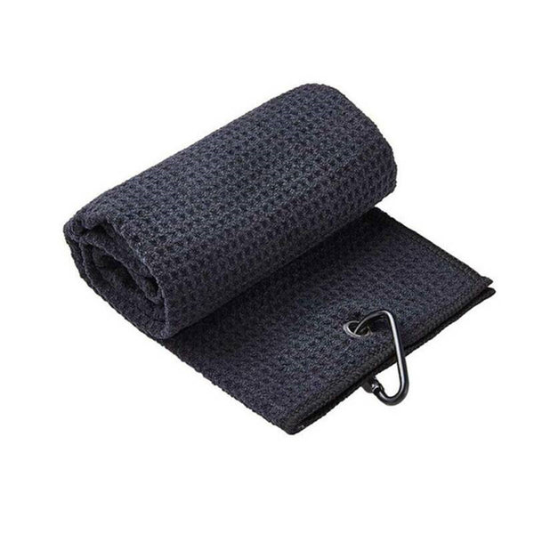 Sports Golf Towel Waffle Pattern Cotton With Carabiner Cleaning Towels Black AU