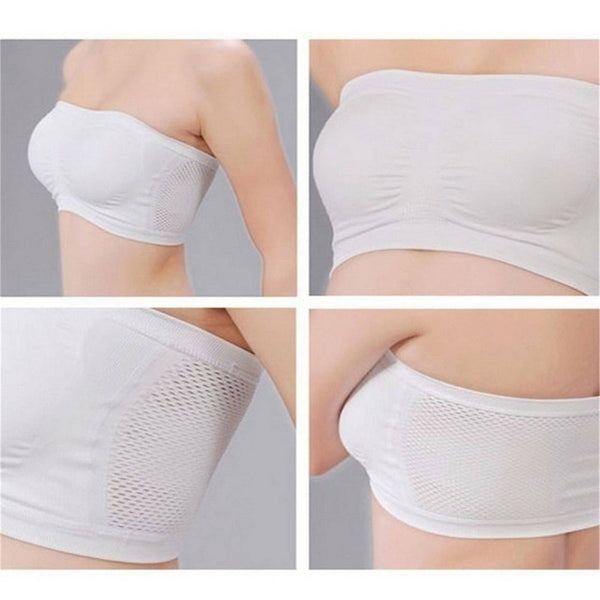 Women's Strapless Seamless Crop Top Vest Breathable Sports Bra Tube Lady Bandeau