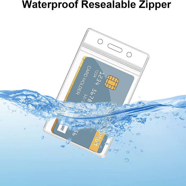 20x Clear Plastic ID CARD HOLDER POUCH Lanyard Work BADGE With Ziplock Quantity