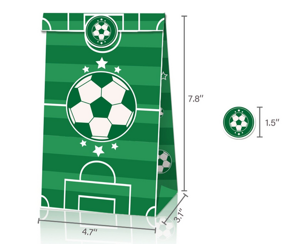 12PCS Soccer Paper Loot Lolly Gift Bags Party Supplies Kids Birthday Favour
