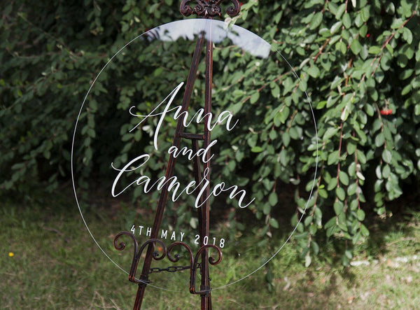80cm Round Acrylic Board Wedding Welcome Sign Circle Baby Shower Engagement AU