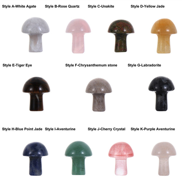 Mini Mushroom Natural Crystal Carving Quartz Massage Healing Reiki Stone Decor