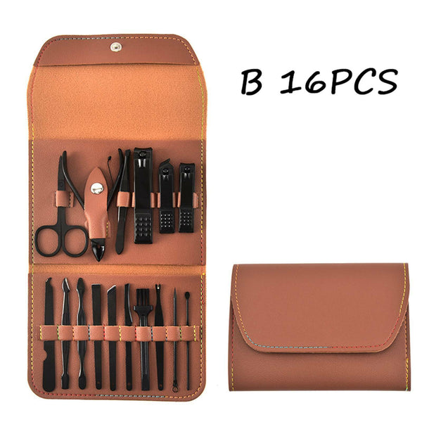 5 Styles Manicure Pedicure Set Stainless Nail Clippers Kit Cuticle Grooming Case