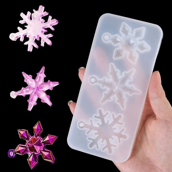 2X Silicone Snowflake Cake Mould Resin Epoxy Jewelry Making Mold DIY Craft Tool