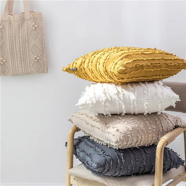 Boho Tassels Fringe Cushion Cover Striped Decorative Lounge Cushion Cover 45x45