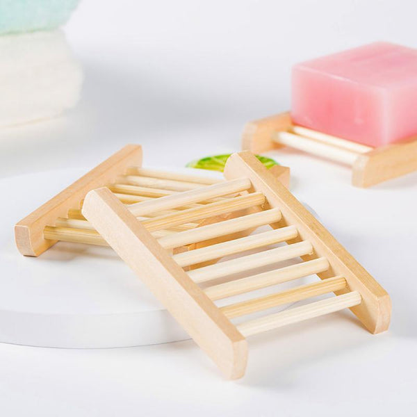 Natural Wooden Bamboo Soap Dish Tray Holder Storage Soap Rack Box Soap Dishes AU