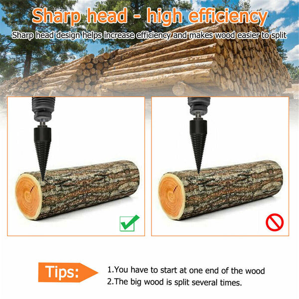 High Speed Twist Firewood Drill Bit Wood Splitter Splitting Cone Driver