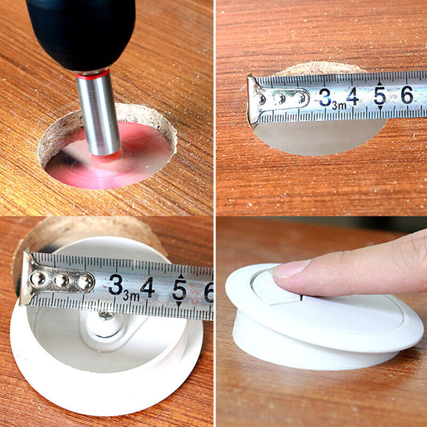 12PCS Computer Desk Table Grommet Cable Tidy Surface Port Wire Hole Cover 50MM