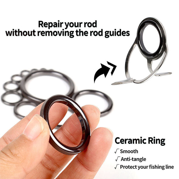 160Pcs 3.7mm-30mm Ceramic Fishing Rod Guide Rings Wear Resistant Rod Repair Kit - Lets Party
