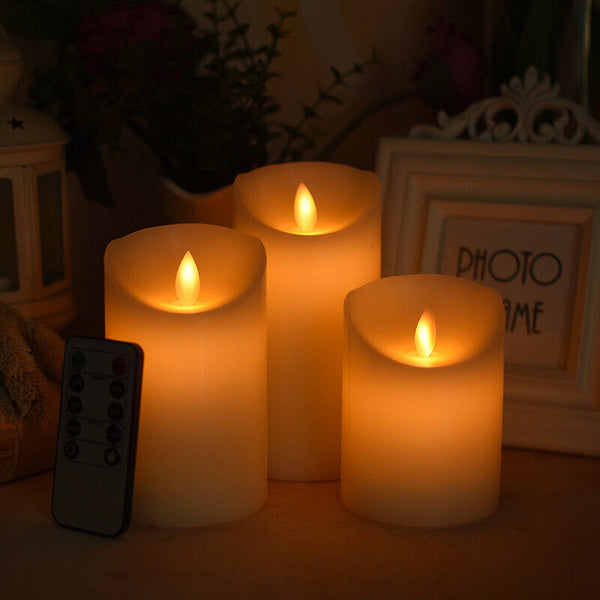 2PCS Flameless LED Candle WarmWhite Moving Dancing Wick Electic Candles Weding