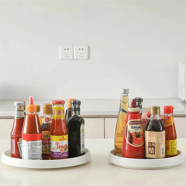 Non-Skid Turntable Pantry Tray Storage Organizer Rack Rotating Spice RacK 25cm