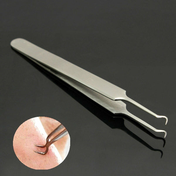 Curved Blackhead Acne Clip Needle Tweezers Pimple Popper Extractor Remover