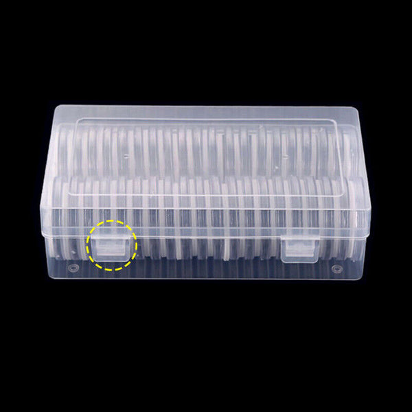50pcs Coin Storage Collection Box Capsules Holder Plastic Round 2$ Universal AU