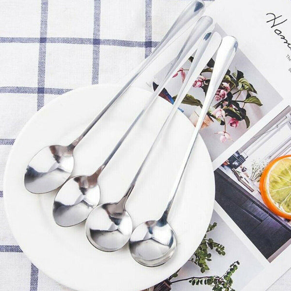 9pcs Long Handled Stainless Steel Coffee Spoon Cold Drink Ice Cream Tea Spoon AU
