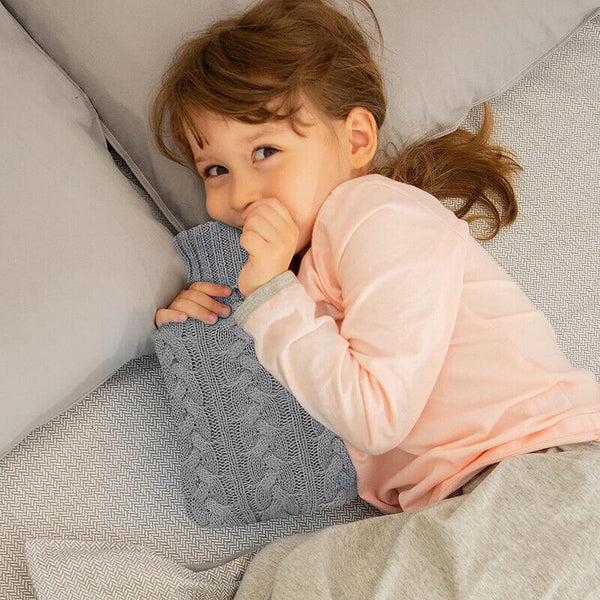 2 Litre HOT WATER BOTTLE Knitted Cover Winter Warm Rubber Bag Relaxing Warmer AU