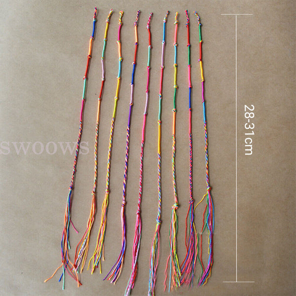 10pcs Boho Bracelets Handmade Thread Woven Friendship Cords Hippie Anklet Braid