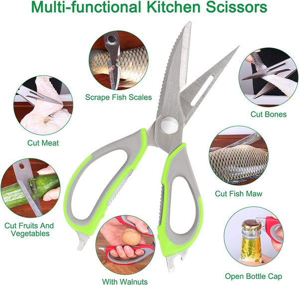 Stainless Steel Kitchen Scissors with Magnetic Holder Heavy Duty Can Opener DIY