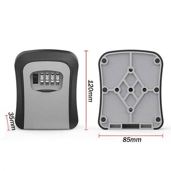 Safe Lock Key 4 Digit Combination Storage Box Padlock Security Wall Mounted Home
