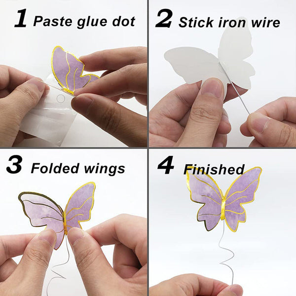 30pcs Butterfly Paper Topper Cake Happy Birthday Theme Festival Decoration DIY A