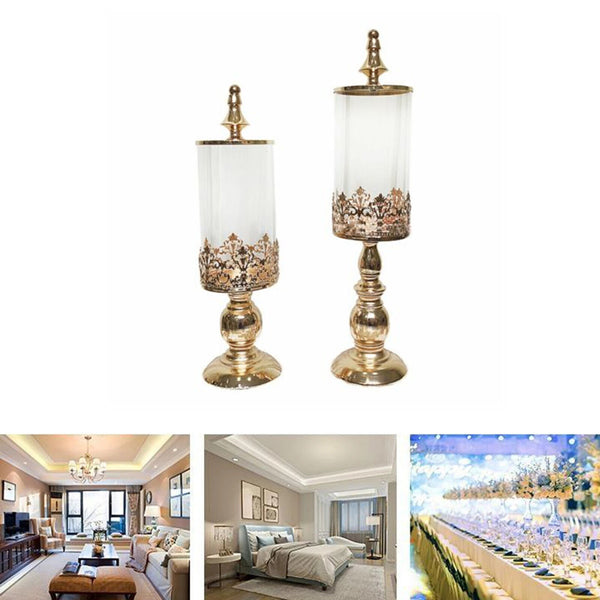 40/46cm Wedding Gold Candy Jar Dessert Table Decor Covered Biscuit Glass Storage