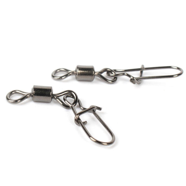 100Pcs Fishing Rolling Barrel Swivel with Nice Snap Tackle Connector Size 4#-12#