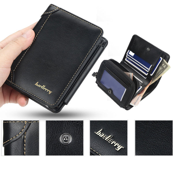 Mens Leather Wallet RFID Blocking Purse Credit Card Holder Coin Zipper Anti Scan