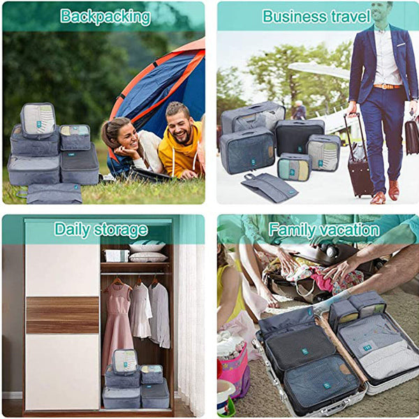 7Pcs Travel Luggage Organizer Set Bags Storage Pouches Suitcase Backpack Storage
