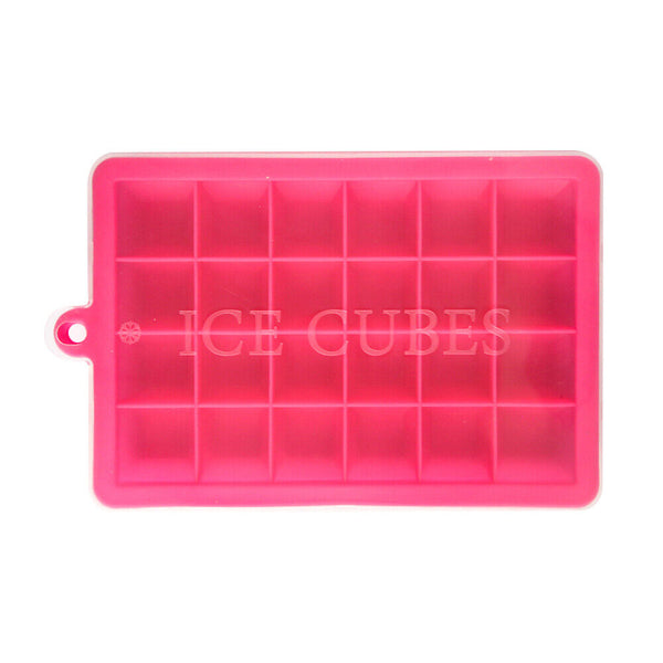 24 Grids Silicone Ice Cube Tray With Lid Mold Maker Tool Square Mould Container