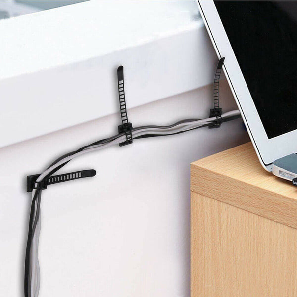 20/40/60X Adjustable Cable Clips Straps Adhesive Cord Management Wire Organizer