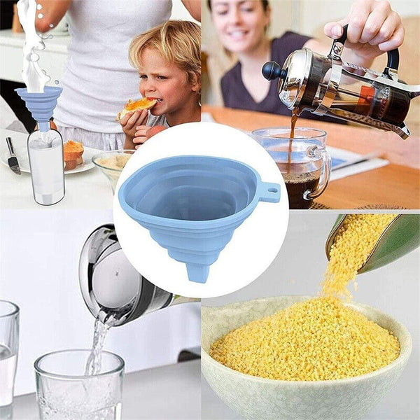 2/4PCS Mini Silicone Collapsible Foldable Funnel Hopper Gel Kitchen Liquid Tool