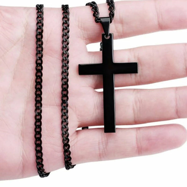 3PCS Stainless Steel Cross Pendant Men Women Chain Necklace Religious Jewelry AU - Lets Party
