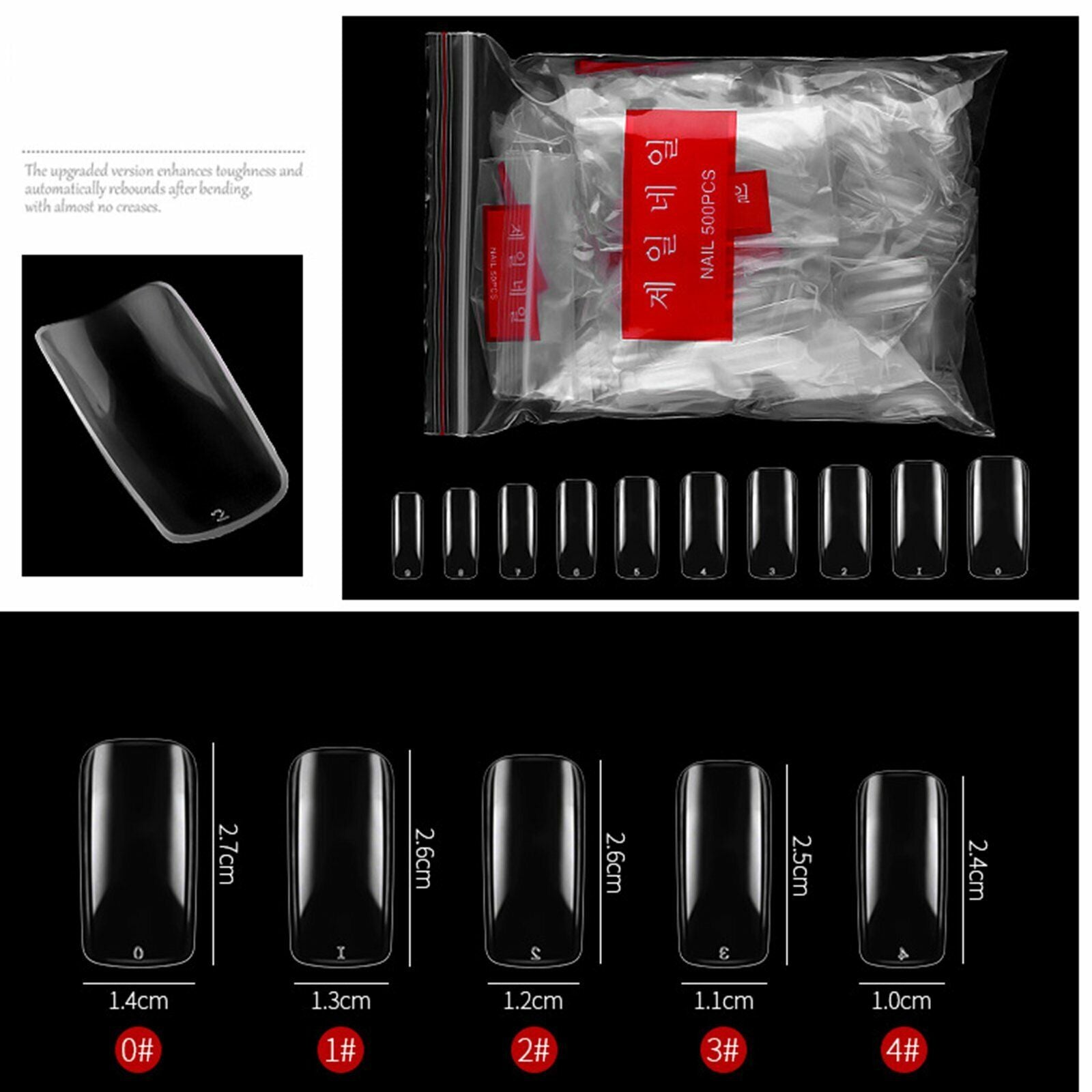 1000PCS Fake French Nail Tips Clear Stiletto False Gel Pointy Art Acrylic AUS