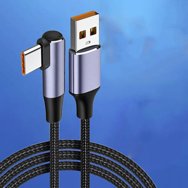90 Degree Data Line Right Angle PD 100W Fast Charging USB to USB Type C Cable