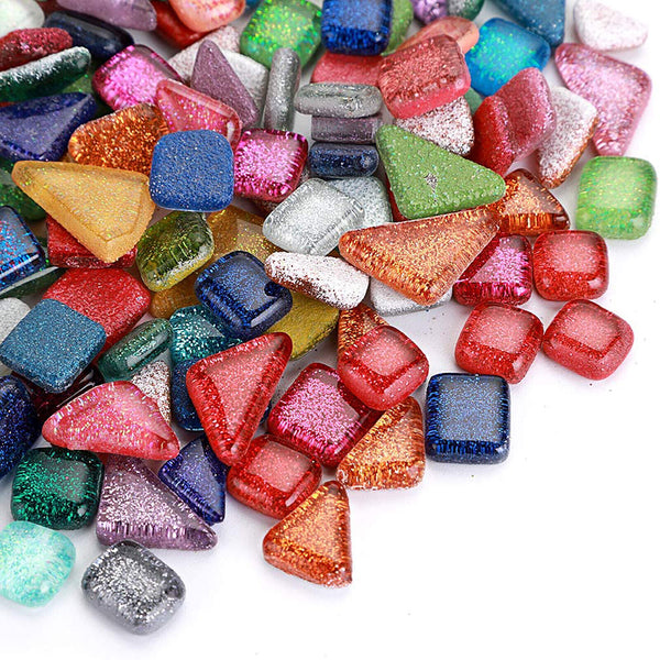 Mixed Glitter Glass Tiles Crystal Mosaic Tiles Kitchen Bathroom Art Craft Supply