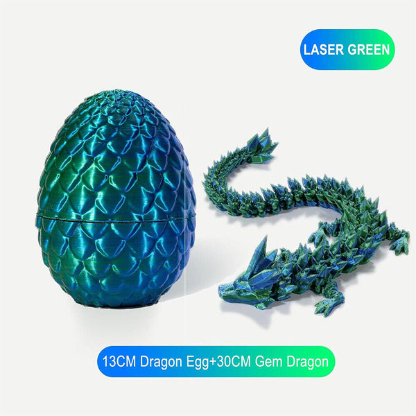 3D Printed Crystal Dragon Dinosaur in Scale Egg Posable Flexible Fidget Toy Gift