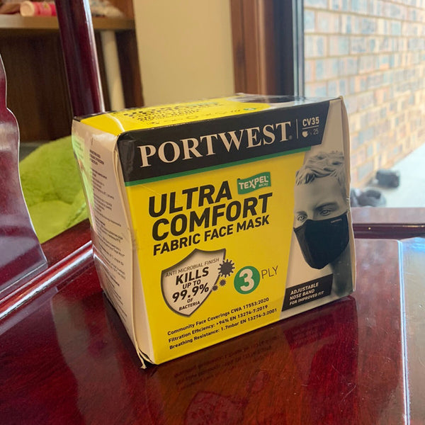 Portwest CV35 Face Mask Fabric Anti Microbial Triple Layer Washable Reusable AU