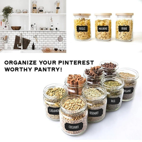 Blackboard Chalkboard Labels and 2x Chalk Pen Kitchen Jar Craft Stickers