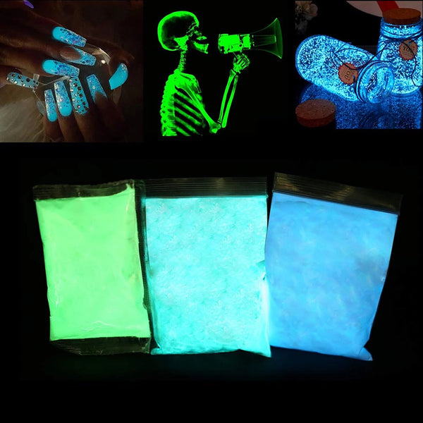 8 Colours Luminous Glow in the Dark Powder Glitter Fluorescent Nail Pigment AU