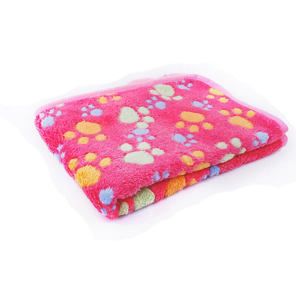 1X Warm Pet Mat Paw Print Cat Dog Puppy Fleece Soft Blanket Bed Cover Cushion AU