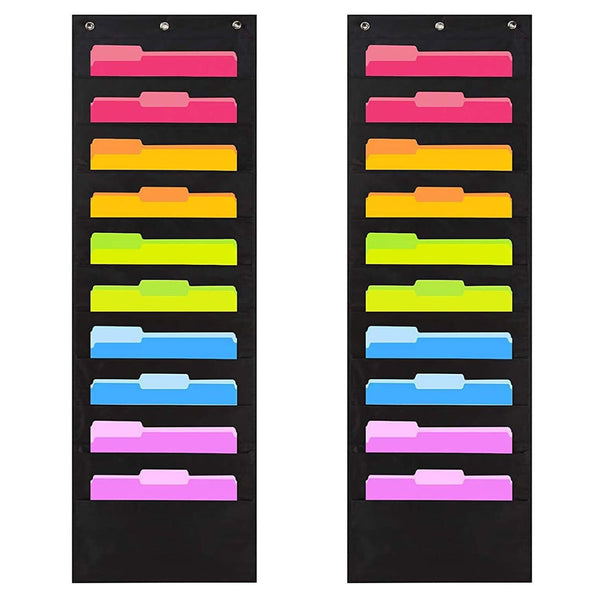 20 Pocket Folder Hanging Wall Mounted File Document Holder Organizer Storage Bag