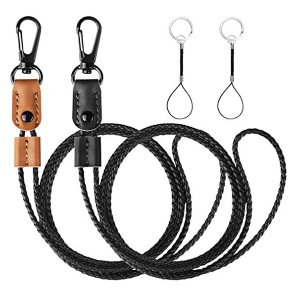 Leather Weave Neck Lanyard Strap String Phone Keys ID Card Badge Name Tag Holder