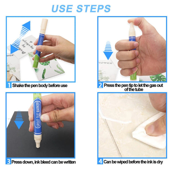 6COLORTile Repair Pen Wall Gap Refill Grout Refresher Marker Bathroom Waterproof - Lets Party