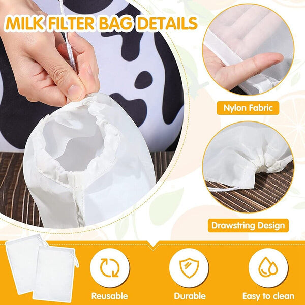 Micron Reusable Nylon Fine 200 Mesh Food Strainer Filter Bag for Nut Milk Coffee